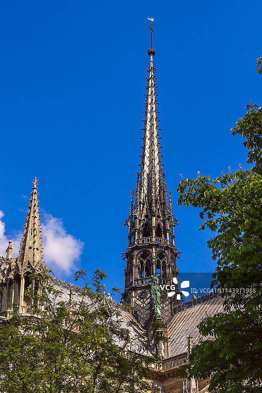 法国巴黎圣母院大教堂尖顶图片素材