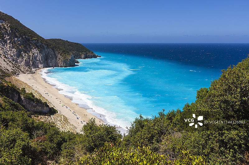 莱夫卡达岛蔚蓝的海景图片素材