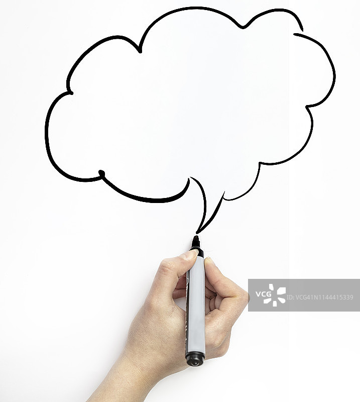 在白纸上用马克笔手绘的对话气泡图片素材