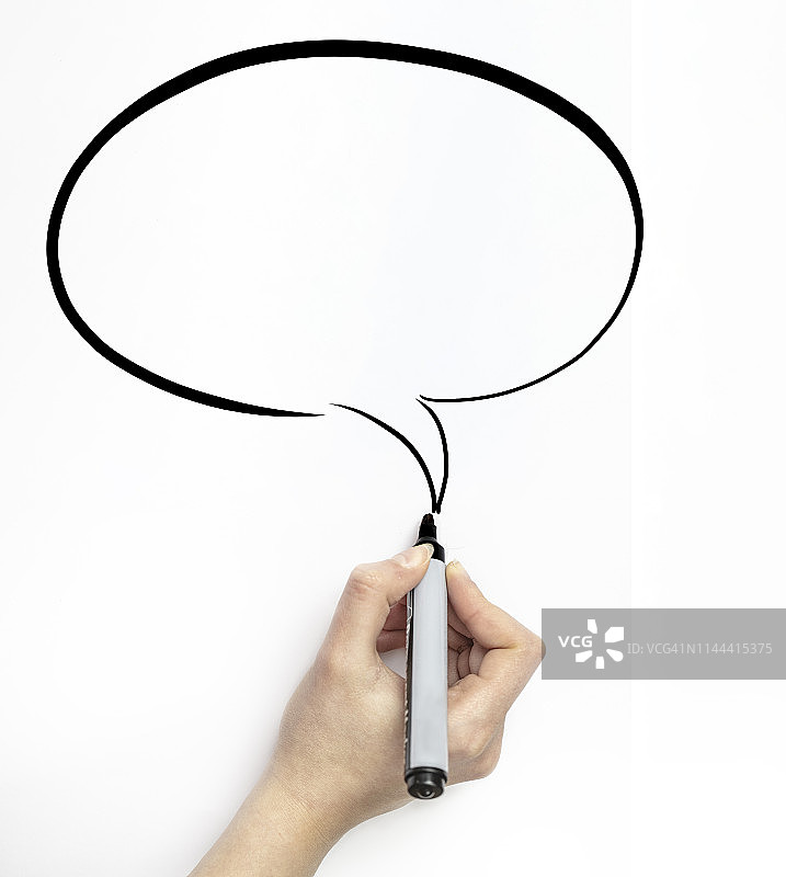 在白纸上用马克笔手绘的对话气泡图片素材