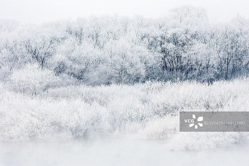 韩国春川市昭阳江雾凇景观图片素材