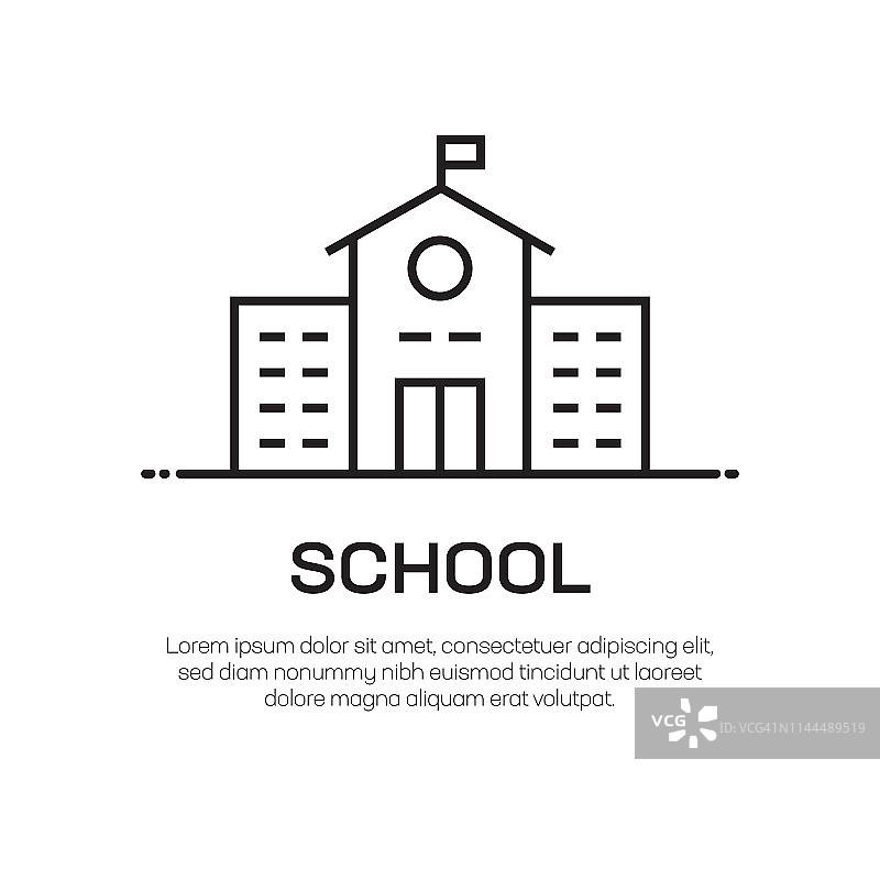 学校矢量线性图标 - 简约细线条，优质设计元素图片素材