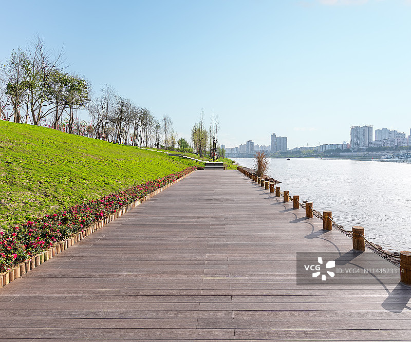 城市木板路图片素材