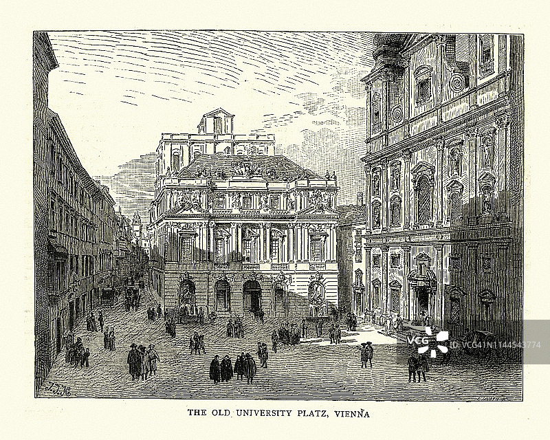 19世纪奥地利维也纳老大学广场图片素材