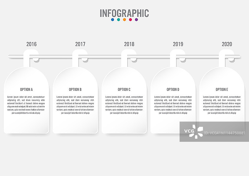 具有5个选项的商务信息图标签模板，信息图创意概念图片素材
