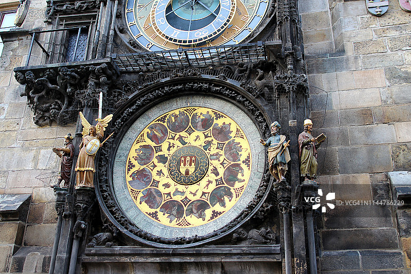 布拉格老城广场上的中世纪天文钟图片素材