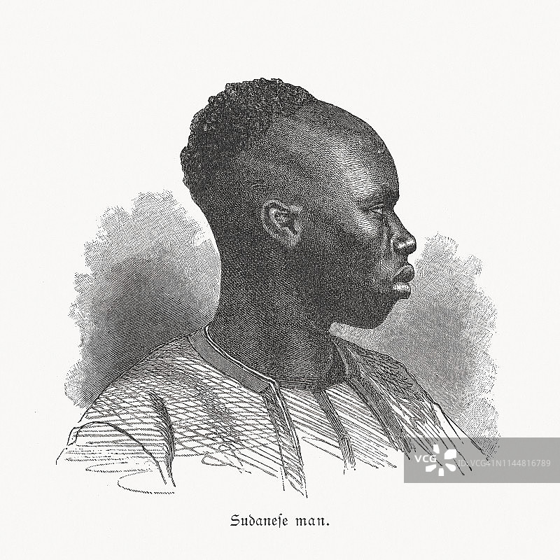 苏丹男子，1897年出版的木刻版画图片素材