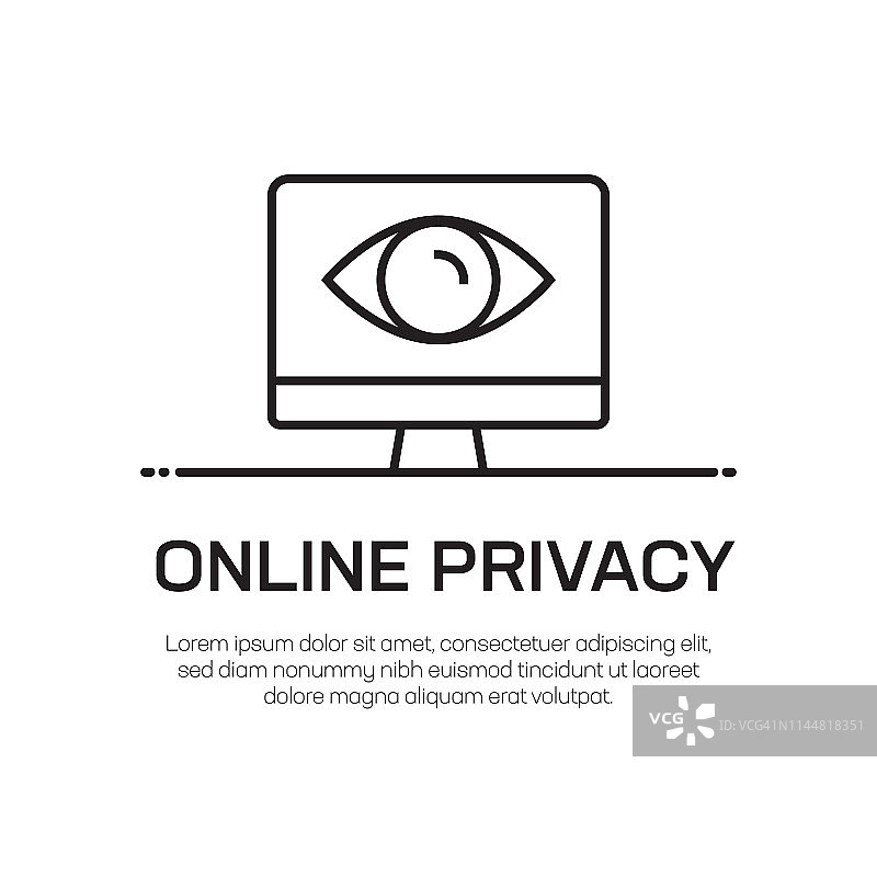 在线隐私矢量线条图标 - 简约细线条图标，优质设计元素图片素材
