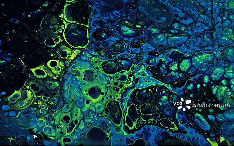 抽象彩色背景纹理流体丙烯画。蓝色图片素材