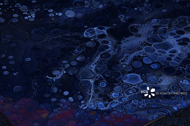 抽象彩色背景纹理流体丙烯画。蓝色图片素材