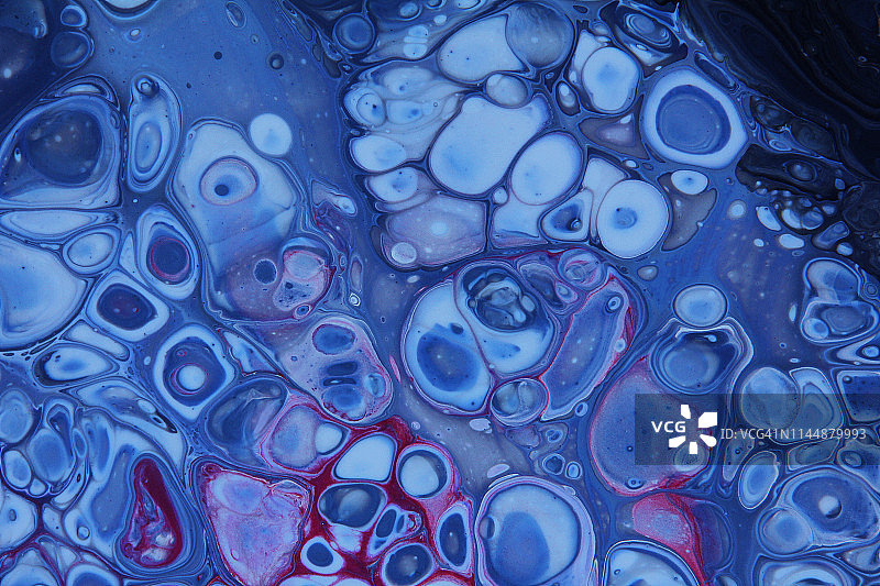 抽象彩色背景纹理流体丙烯画。蓝色图片素材