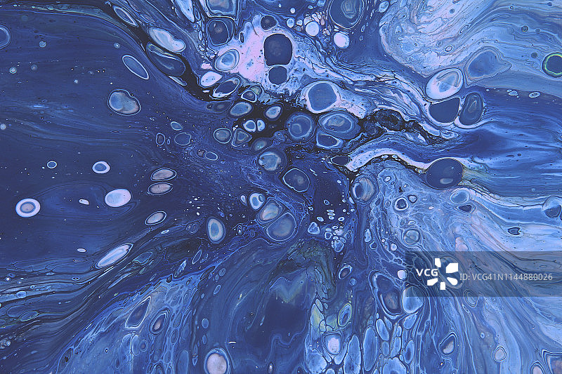抽象彩色背景纹理流体丙烯画。蓝色图片素材