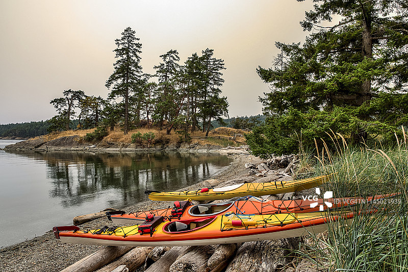 南彭德岛博蒙特海洋公园小岛上的皮划艇图片素材