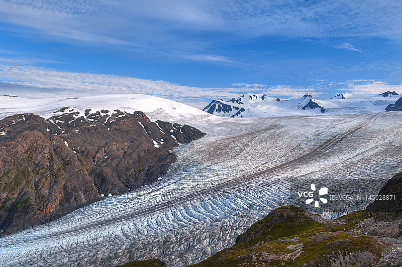 基奈峡湾国家公园哈丁冰原步道和出口冰川，阿拉斯加中南部基奈半岛图片素材