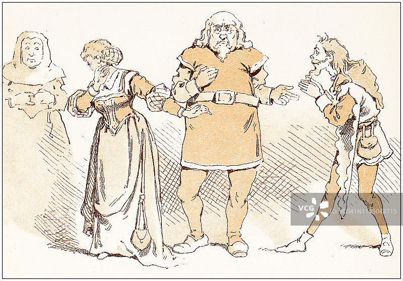 古典插画：寓言画册《艾伦-阿-戴尔的婚礼》图片素材