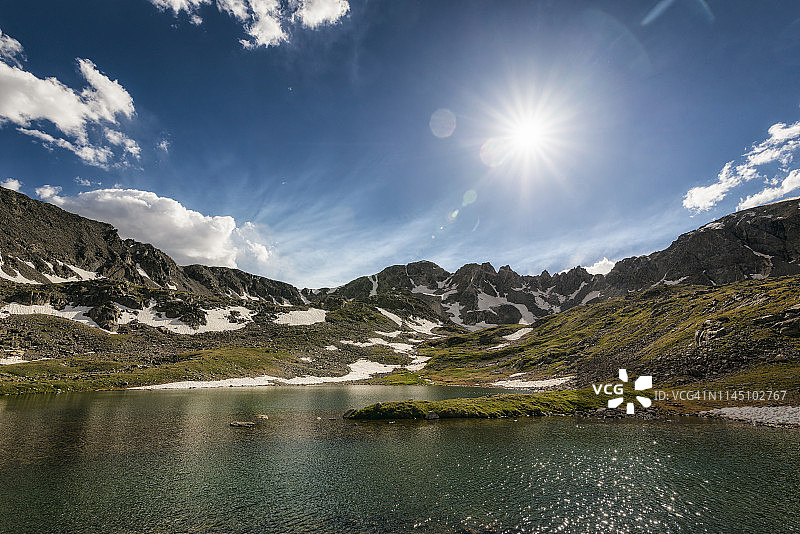 科罗拉多州的高山湖泊图片素材