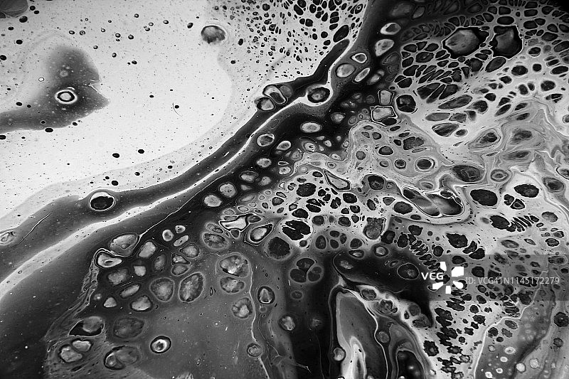 抽象彩色背景纹理流体丙烯画。黑白颜色图片素材