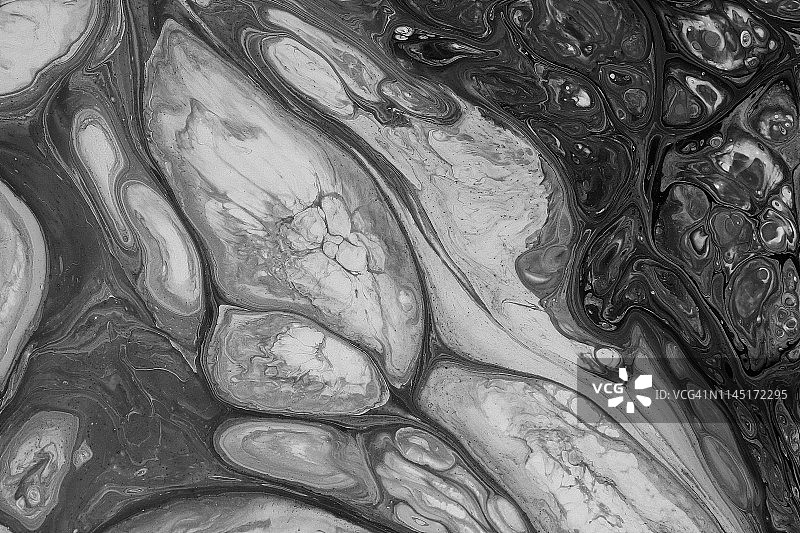 抽象彩色背景纹理流体丙烯画。黑白颜色图片素材