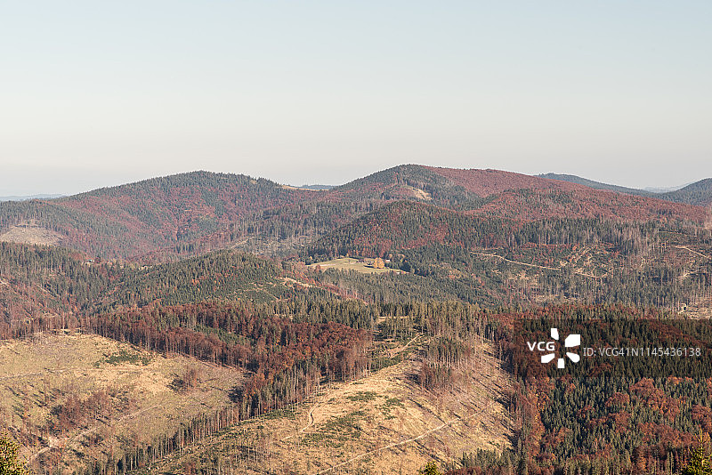 秋季基苏采贝斯基山区斯洛伐克-波兰边境的视角图片素材