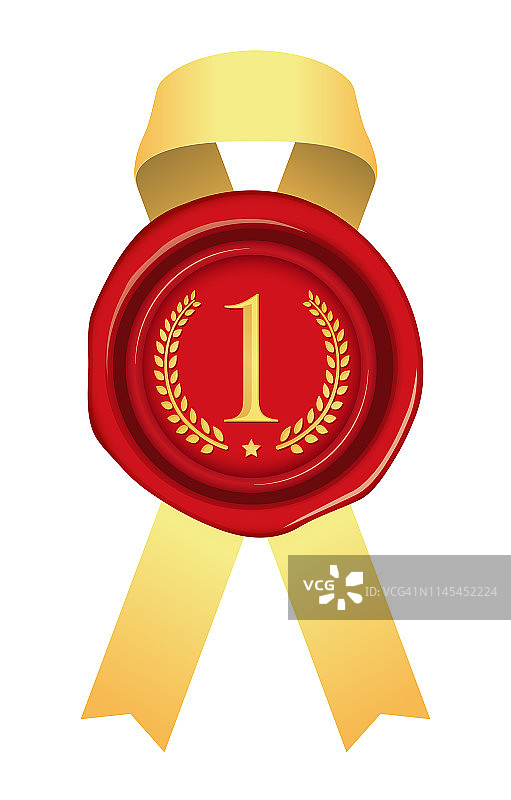 封蜡、印章和丝带插图/数字、排名（第一名）图片素材