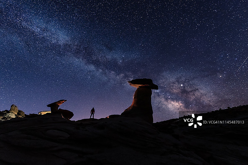 骏马点怪异石柱群和银河图片素材