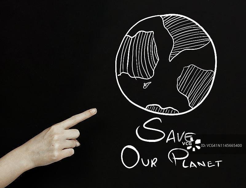 手指指向地球：拯救地球图片素材