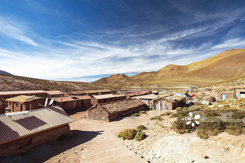 智利阿塔卡马沙漠安第斯山脉马丘卡村图片素材