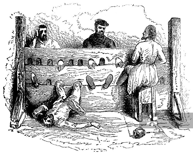 16世纪被枷锁束缚的男人们图片素材