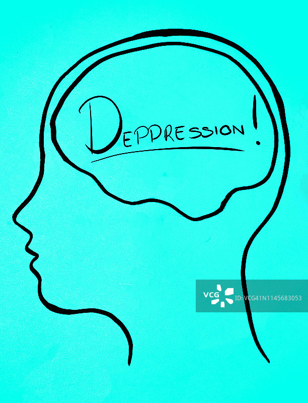 关于大脑中想法的概念艺术：抑郁！图片素材