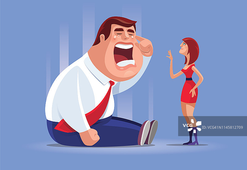 向哭泣的商人挥手的女士图片素材