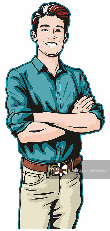 双手交叉的男人图片素材