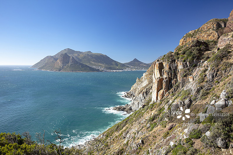 从查普曼峰开车观看豪特湾 - 南非最壮观的驾车路线之一图片素材