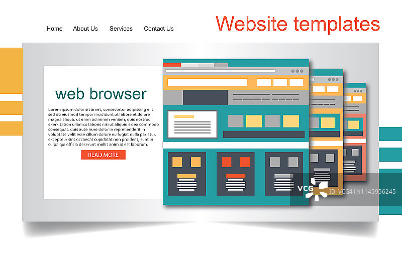 简约扁平风格网站模板图片素材