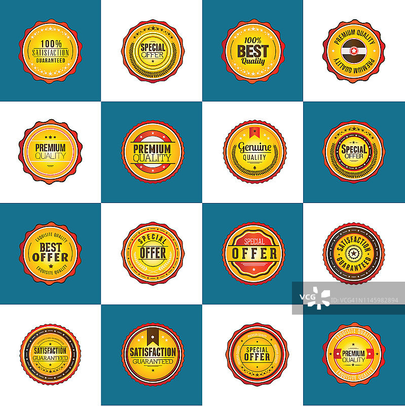 复古金色徽章矢量图合集图片素材