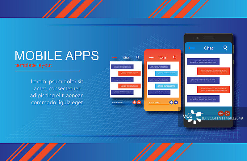 新潮手机App网站着陆页矢量主题模板设计图片素材
