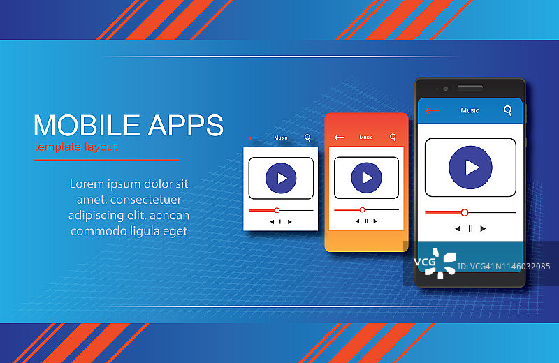 新潮手机App网站着陆页矢量主题模板设计图片素材