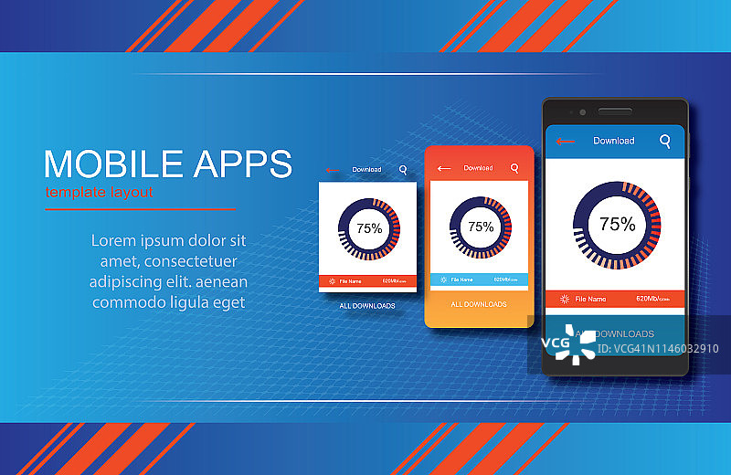 新潮手机App网站着陆页矢量主题模板设计图片素材