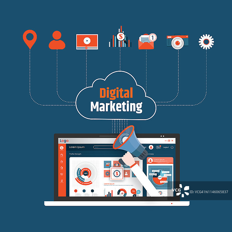 数字营销概念插图图片素材