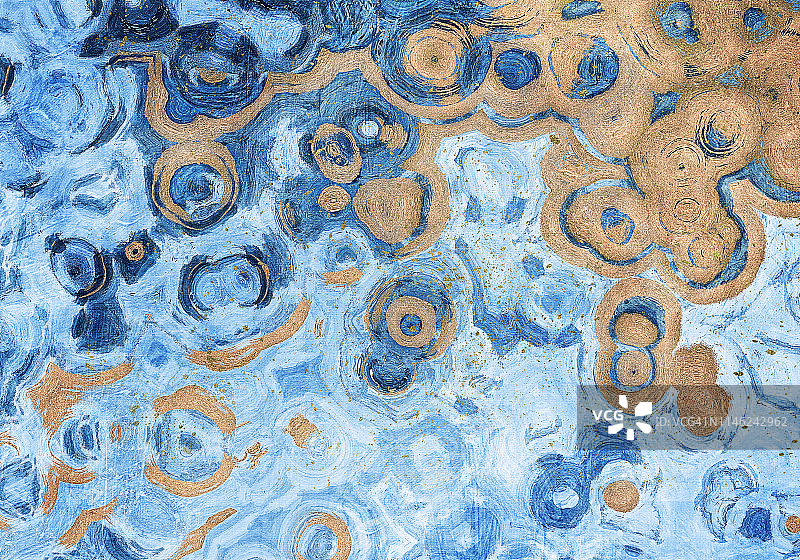 创意抽象蓝色背景与金色斑点图片素材