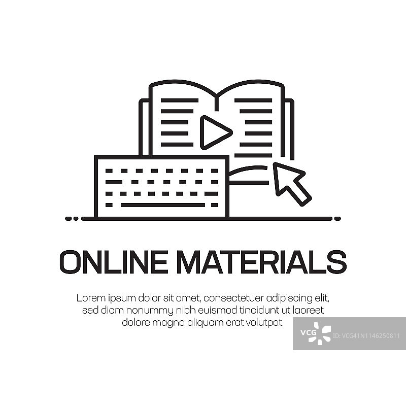 在线材料矢量线条图标 - 简单的细线条图标，优质设计元素图片素材