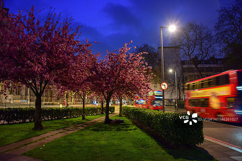 V&A博物馆前的双层巴士图片素材