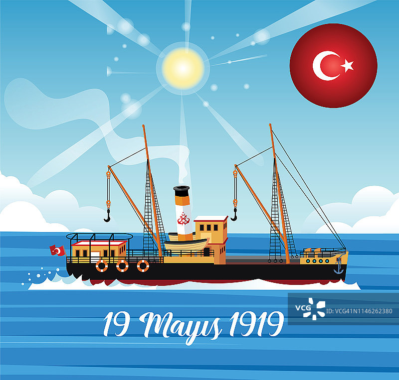 5月19日，阿塔图尔克纪念日、青年和体育节及班德尔马号轮船图片素材