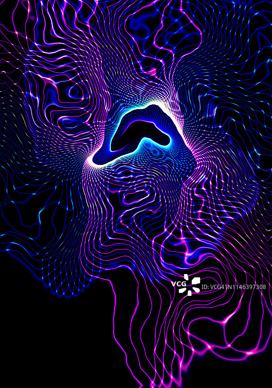 深色背景上的魔法波浪戒指和小珠子图片素材