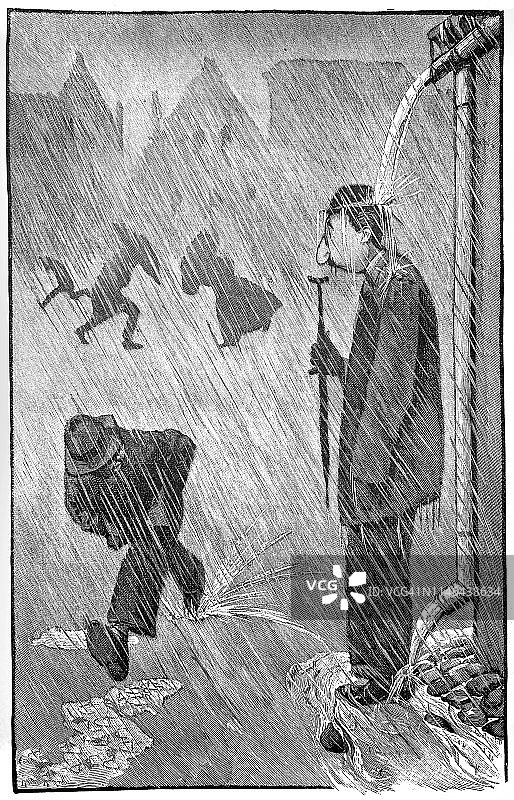 从水槽下的雨中图片素材