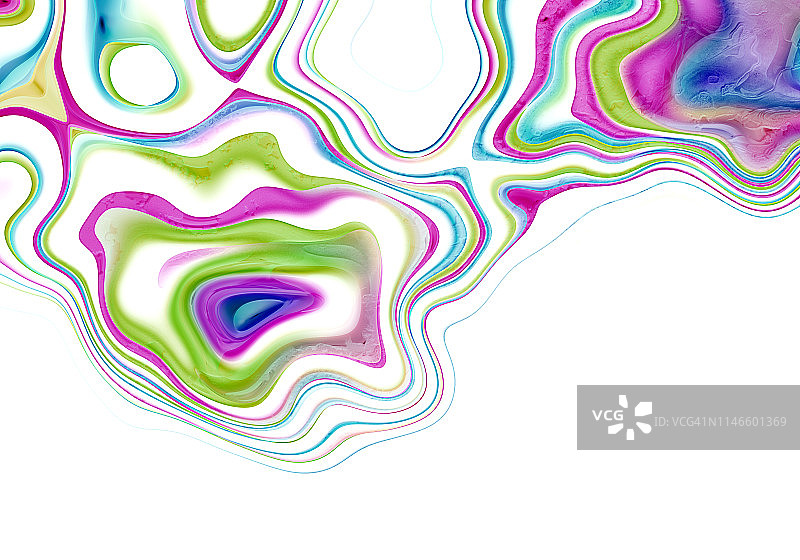 抽象彩色波浪背景，气泡，扭曲的玻璃形状图片素材