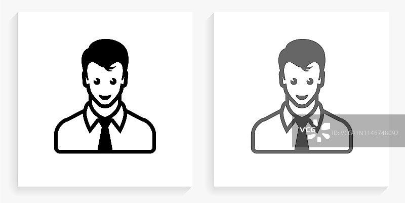 男人面部肖像黑白方形图标图片素材