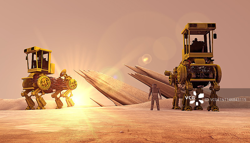 火星上的建筑机器图片素材
