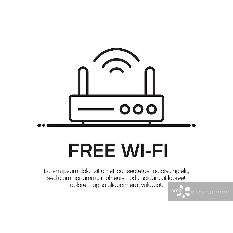 免费WI-FI矢量线条图标-简约细线条图标，优质设计元素图片素材