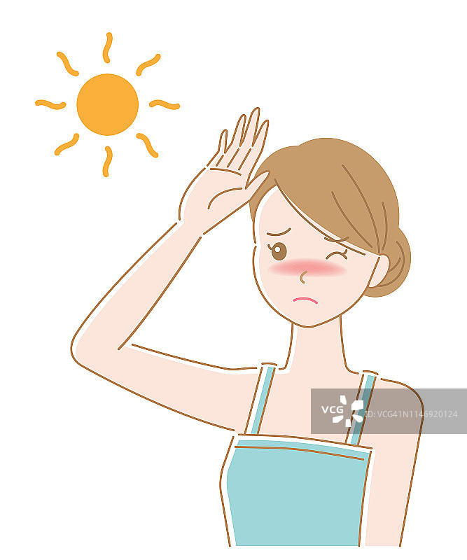 年轻女子和紫外线插图：美容与保健概念图片素材