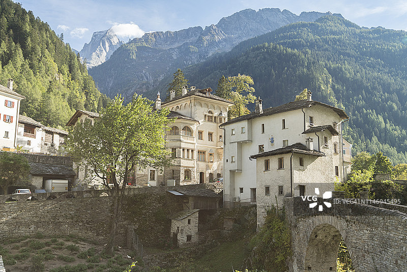 Molino Scartazzini旧磨坊，位于瑞士布雷加利亚山谷Promontogno图片素材